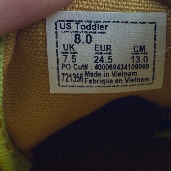 Vans yellow flower authentic toddle size 8 - Picture 6 of 6